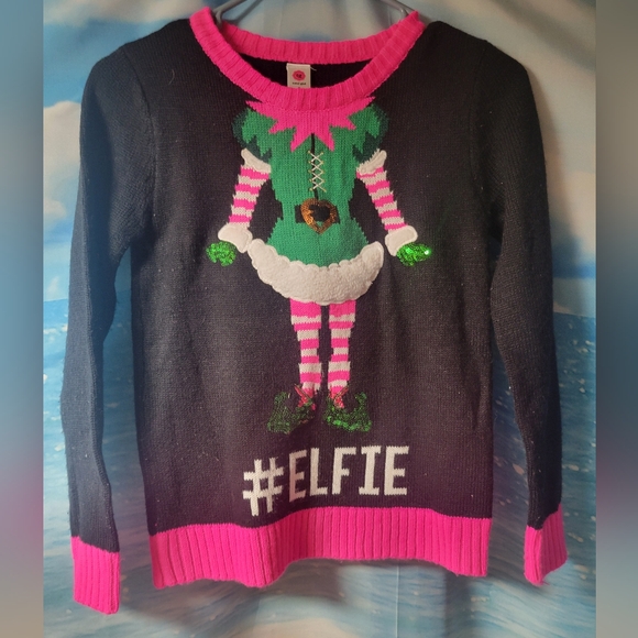 Total Girl Christmas Sweater #Elfie Girls Youth Size Medium‎ - Picture 1 of 3
